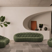 Yolonda - Modern Curved Green Fabric Sofa Set