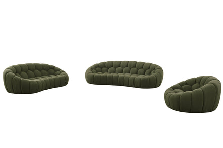 Yolonda - Modern Curved Green Fabric Sofa Set - image 2
