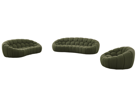 Yolonda - Modern Curved Green Fabric Sofa Set - image 2
