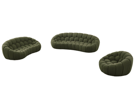 Yolonda - Modern Curved Green Fabric Sofa Set - image 3