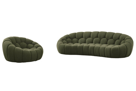 Yolonda - Modern Curved Green Fabric Sofa Set - image 4