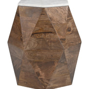 Bisel Side Table White & Walnut