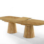 Truman - Mid-Century Modern Natural Oak Extendable Dining Table + 10 Chairs Set - image 3