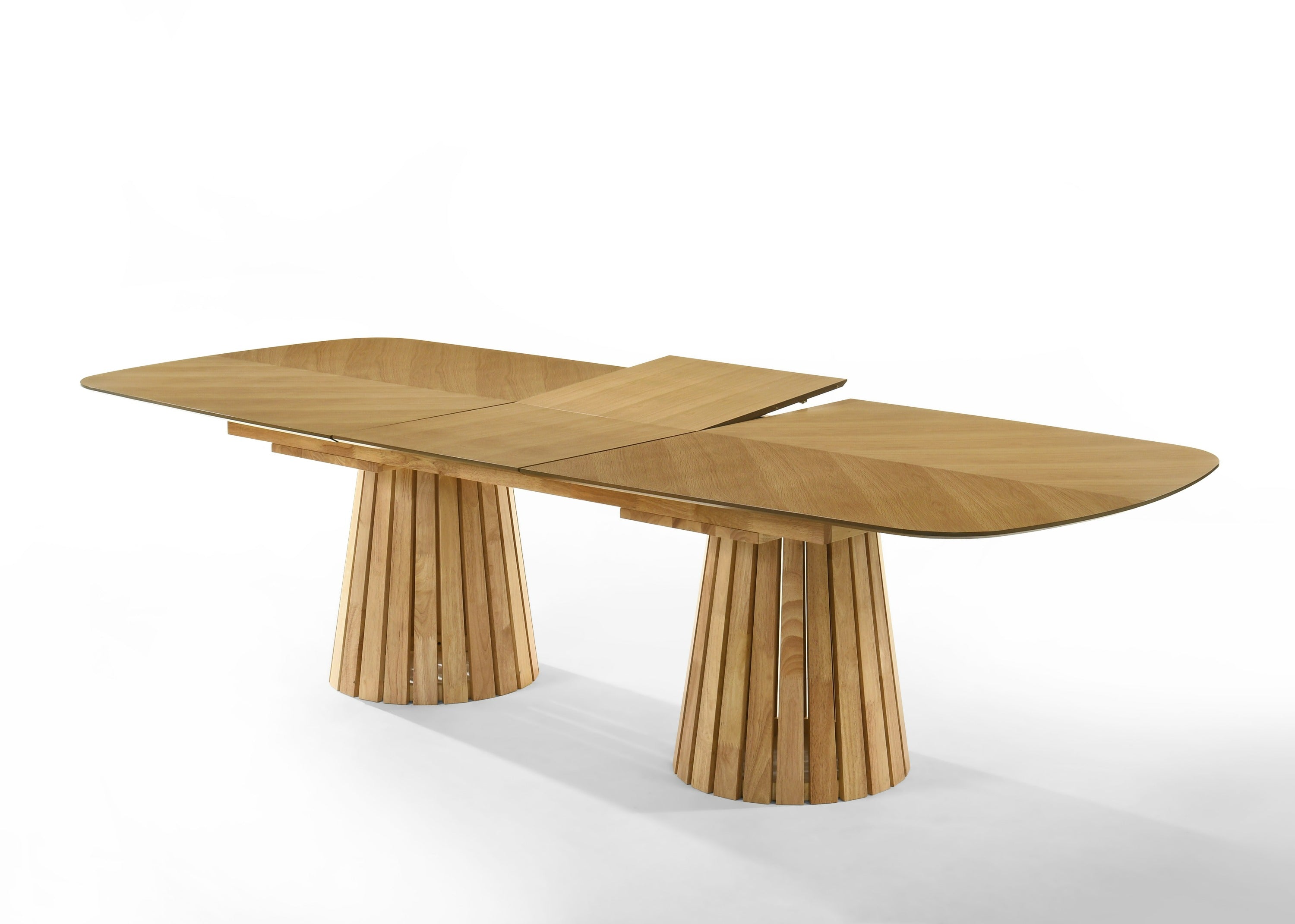 Truman - Mid-Century Modern Natural Oak Extendable Dining Table + 10 Chairs Set - image 3