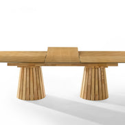 Truman - Mid-Century Modern Natural Oak Extendable Dining Table + 8 Chairs Set - image 2