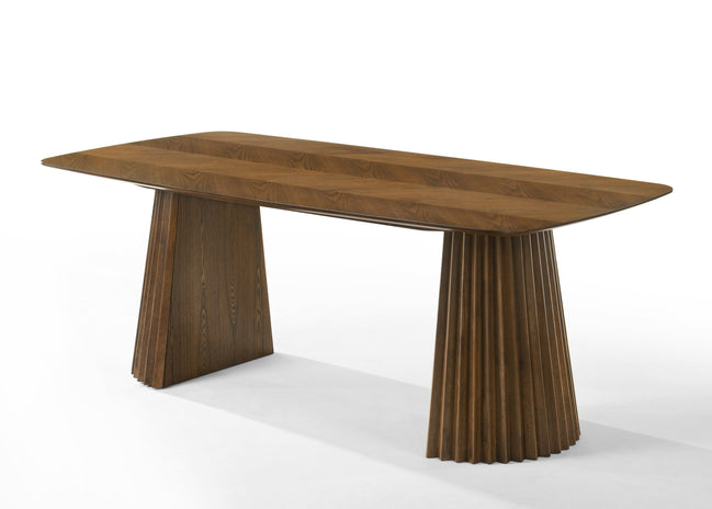 Sacks - Mid-Century Modern Herringbone Walnut Dining Table