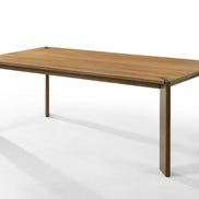 Edelman - Mid-Century Modern Brown Leatherette + Walnut Dining Set - image 2