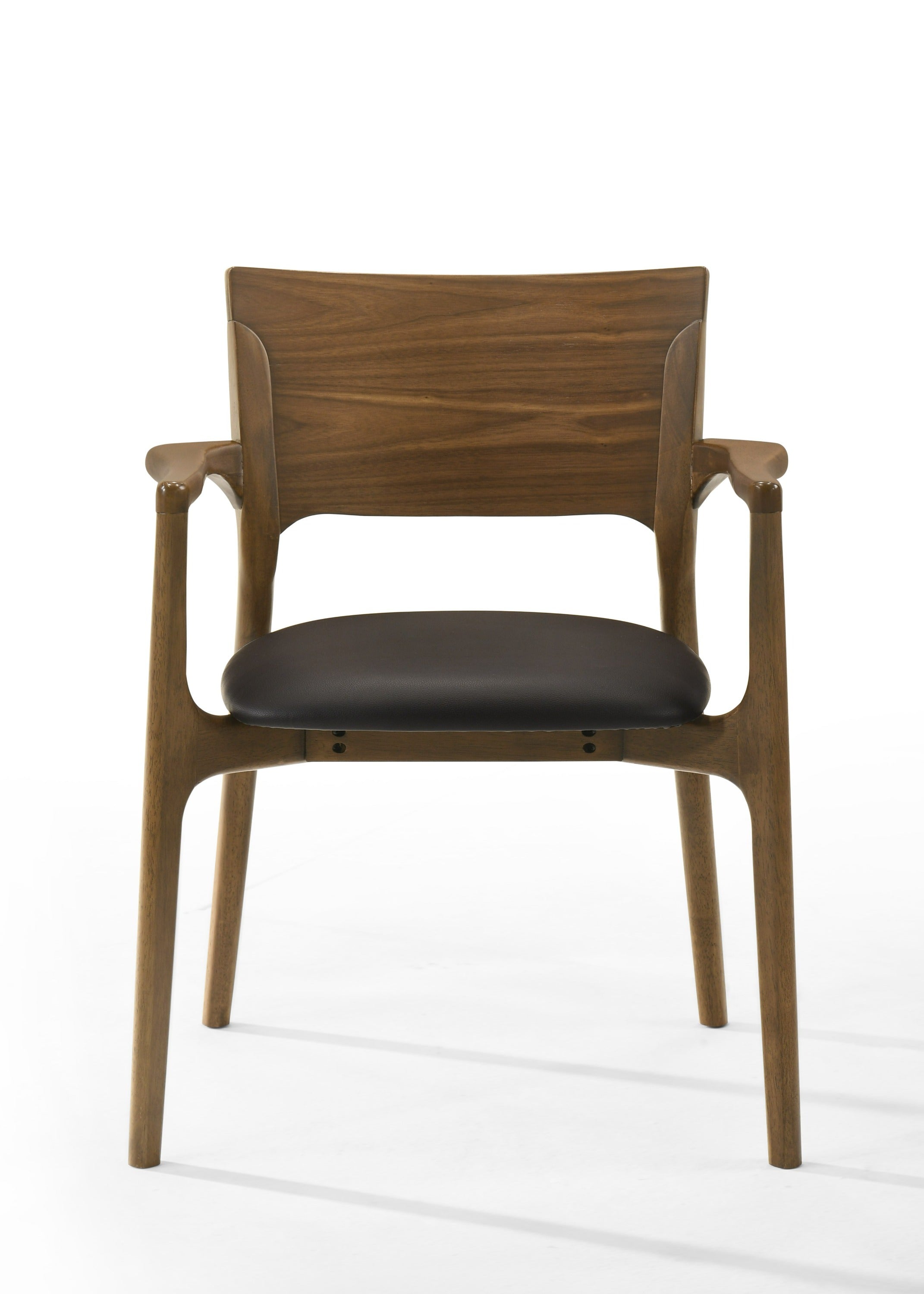 Edelman - Mid-Century Modern Brown Leatherette + Walnut Dining Set - image 5