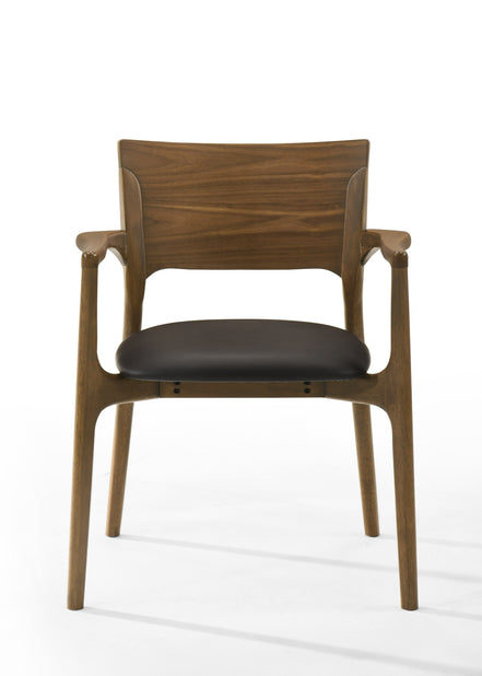 Edelman - Mid-Century Modern Brown Leatherette + Walnut Dining Set - image 5