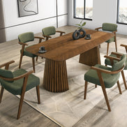 Sacks - Mid-Century Modern Herringbone Walnut Dining Table - image 2