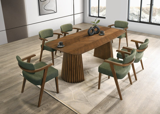 Sacks - Mid-Century Modern Herringbone Walnut Dining Table - image 2