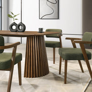 Sacks - Mid-Century Modern Herringbone Walnut Dining Table - image 3