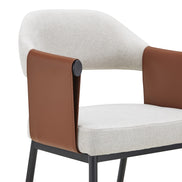 Jensen - Modern Light Grey Fabric + Camel Vegan Leather Dining Chair - image 2