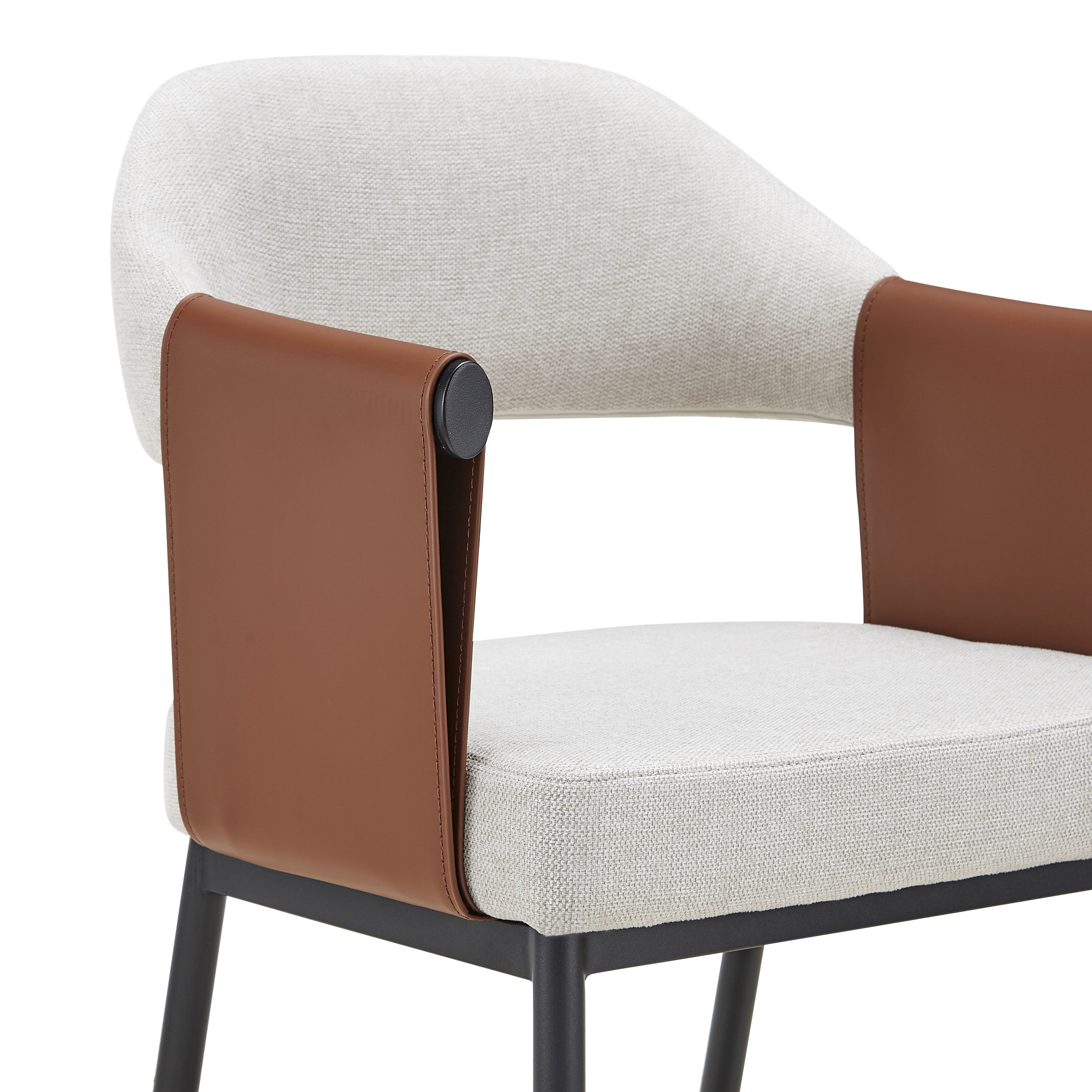 Jensen - Modern Light Grey Fabric + Camel Vegan Leather Dining Chair - image 2
