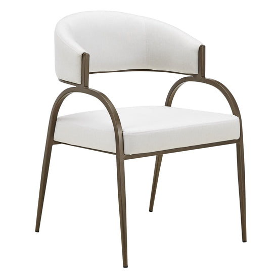 Hudson - Modern Off-White Fabric + Bronze Dining Chair