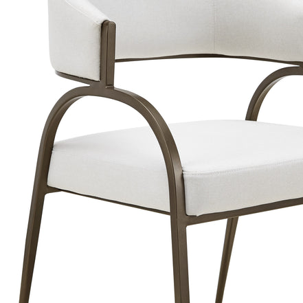 Hudson - Modern Off-White Fabric + Bronze Dining Chair - image 2