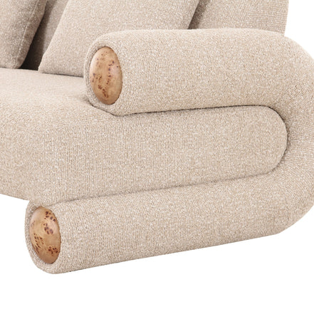 Odette - Modern Beige Fabric + White Burl Sofa - image 2