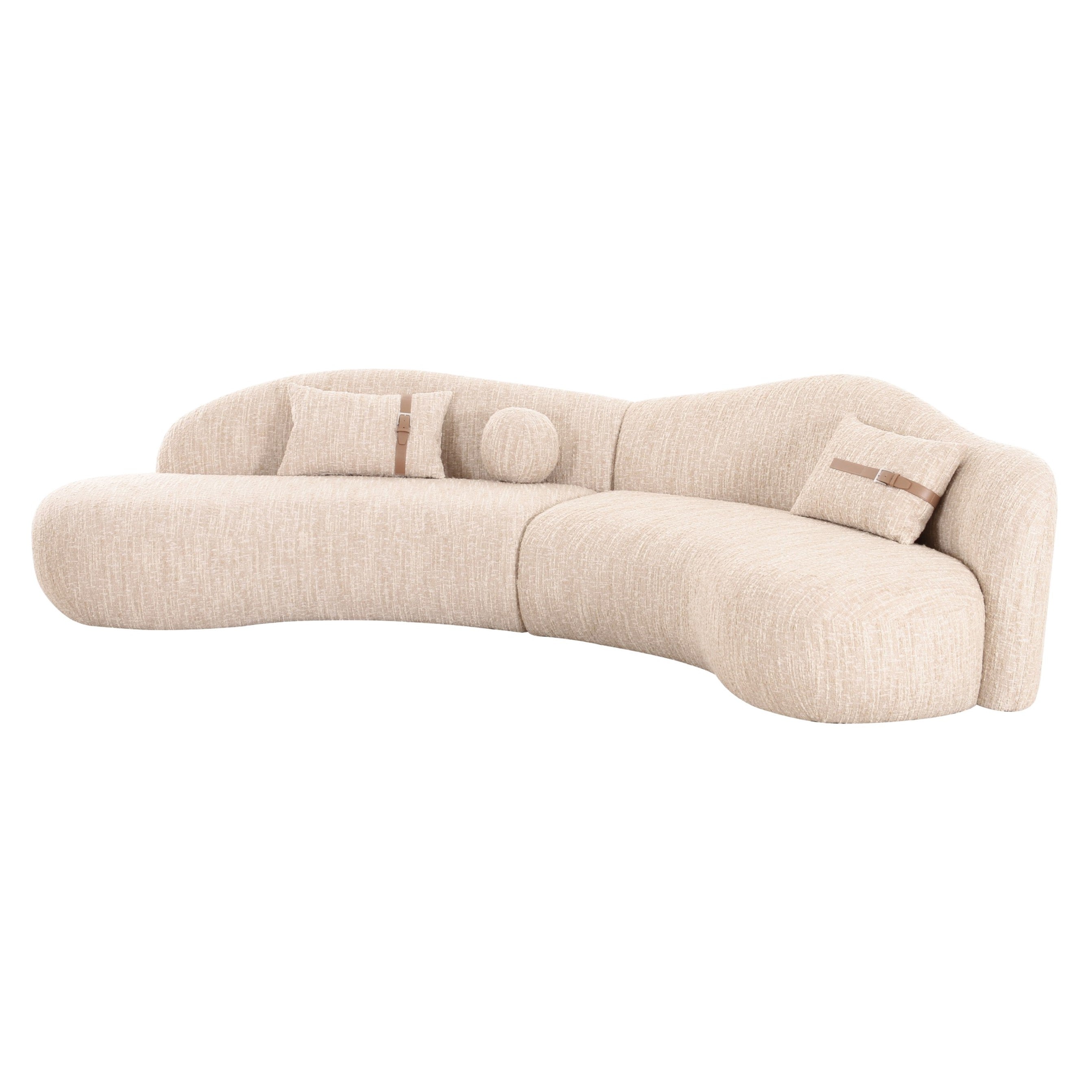 Spiro - Modern Beige Fabric Curved Sectional Sofa