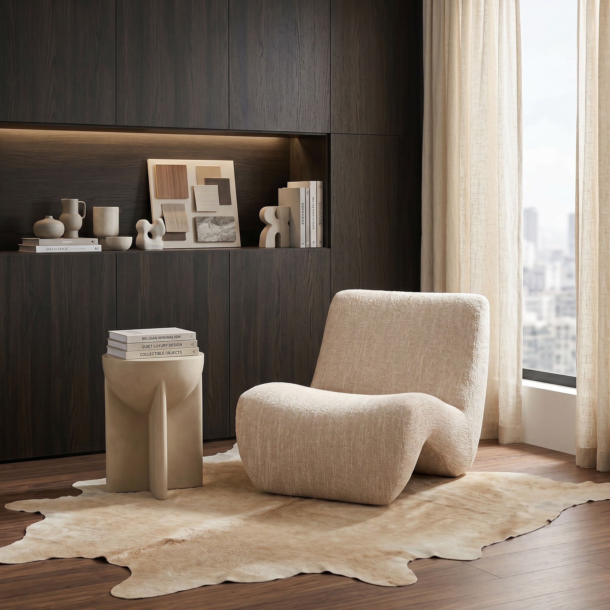 Spiro - Modern Beige Fabric Accent Chair - image 3