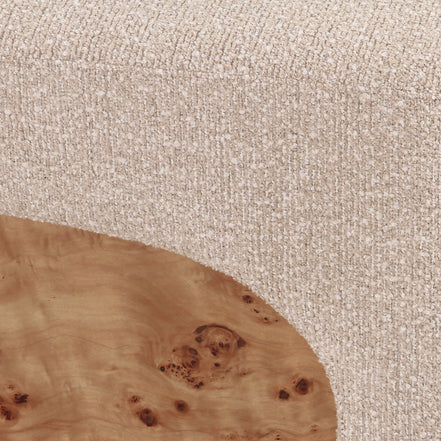 Mayfair - Contemporary Beige Fabric + Burl Bench Ottoman - image 2