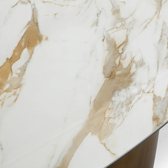 Gresham - Contemporary White Ceramic + Brushed Brass Dining Table - image 2