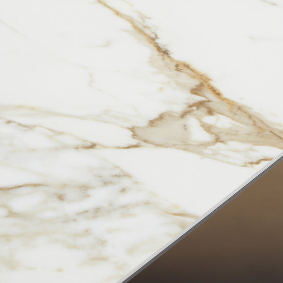 Clifford - Contemporary White Ceramic + Brushed Bronze Console Table - image 2