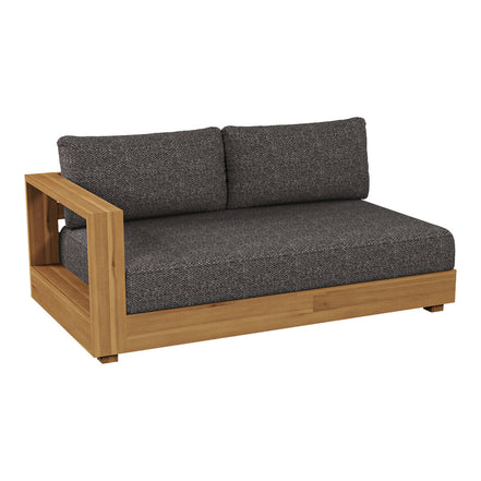 Santorini - Outdoor Grey Olefin Fabric + Natural Teak Sectional Sofa - image 5