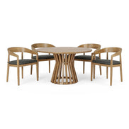 Sintra - Outdoor Grey + Eucalyptus Round Dining Table Set - image 2