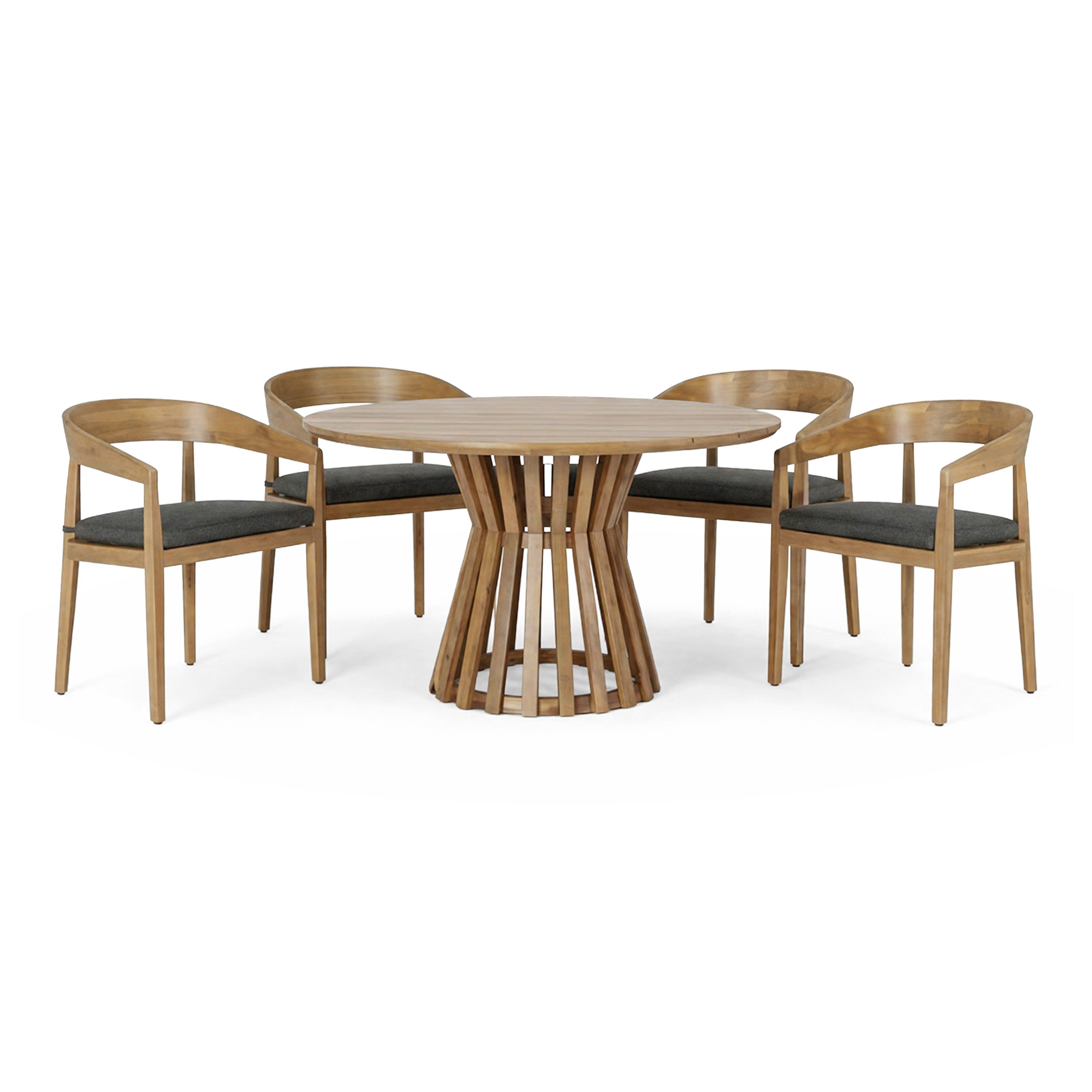 Sintra - Outdoor Grey + Eucalyptus Round Dining Table Set - image 2
