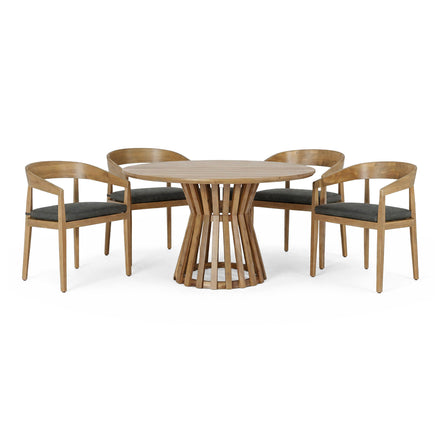 Sintra - Outdoor Grey + Eucalyptus Round Dining Table Set - image 2