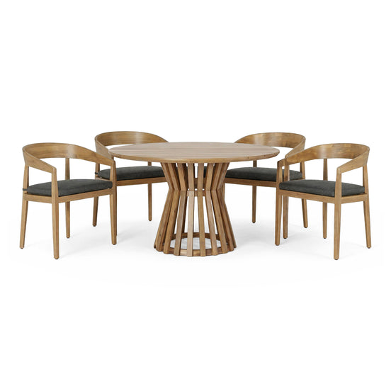 Sintra - Outdoor Grey + Eucalyptus Round Dining Table Set - image 2