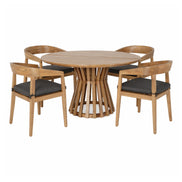 Sintra - Outdoor Grey + Eucalyptus Round Dining Table Set - image 3