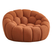 Yolonda - Modern Curved Orange Fabric Sofa Set - image 3