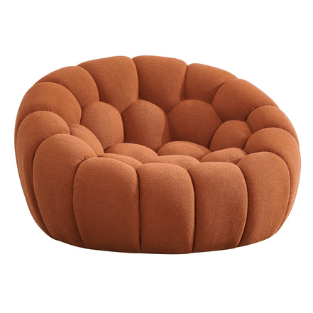 Yolonda - Modern Curved Orange Fabric Sofa Set - image 3