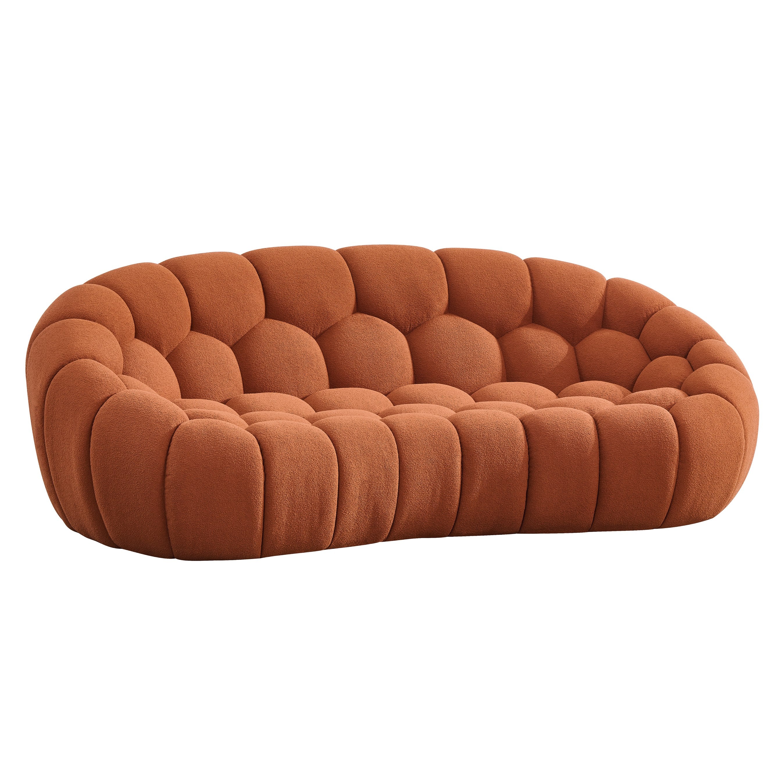 Yolonda - Modern Curved Orange Fabric Sofa Set - image 2
