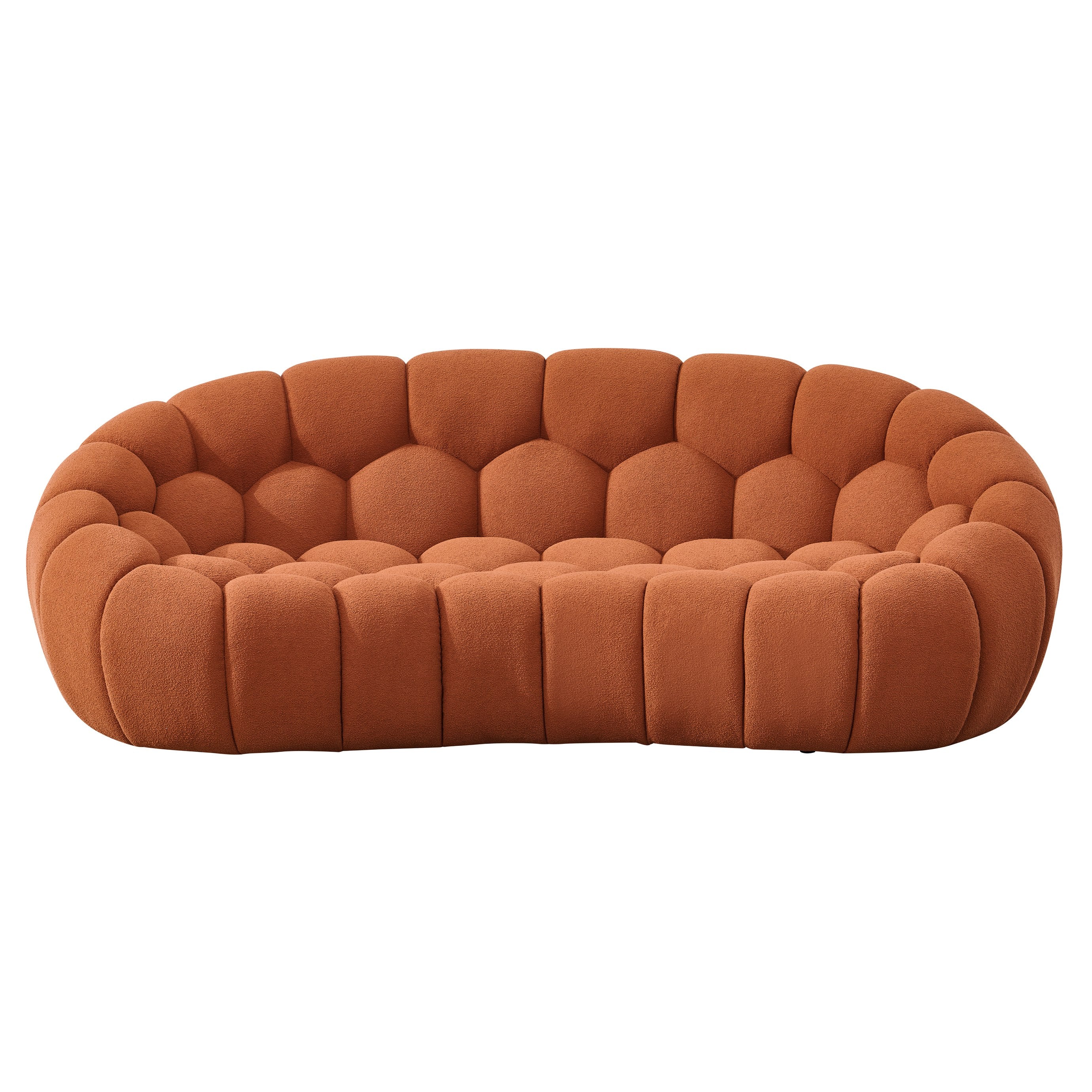 Yolonda - Modern Curved Orange Fabric Loveseat