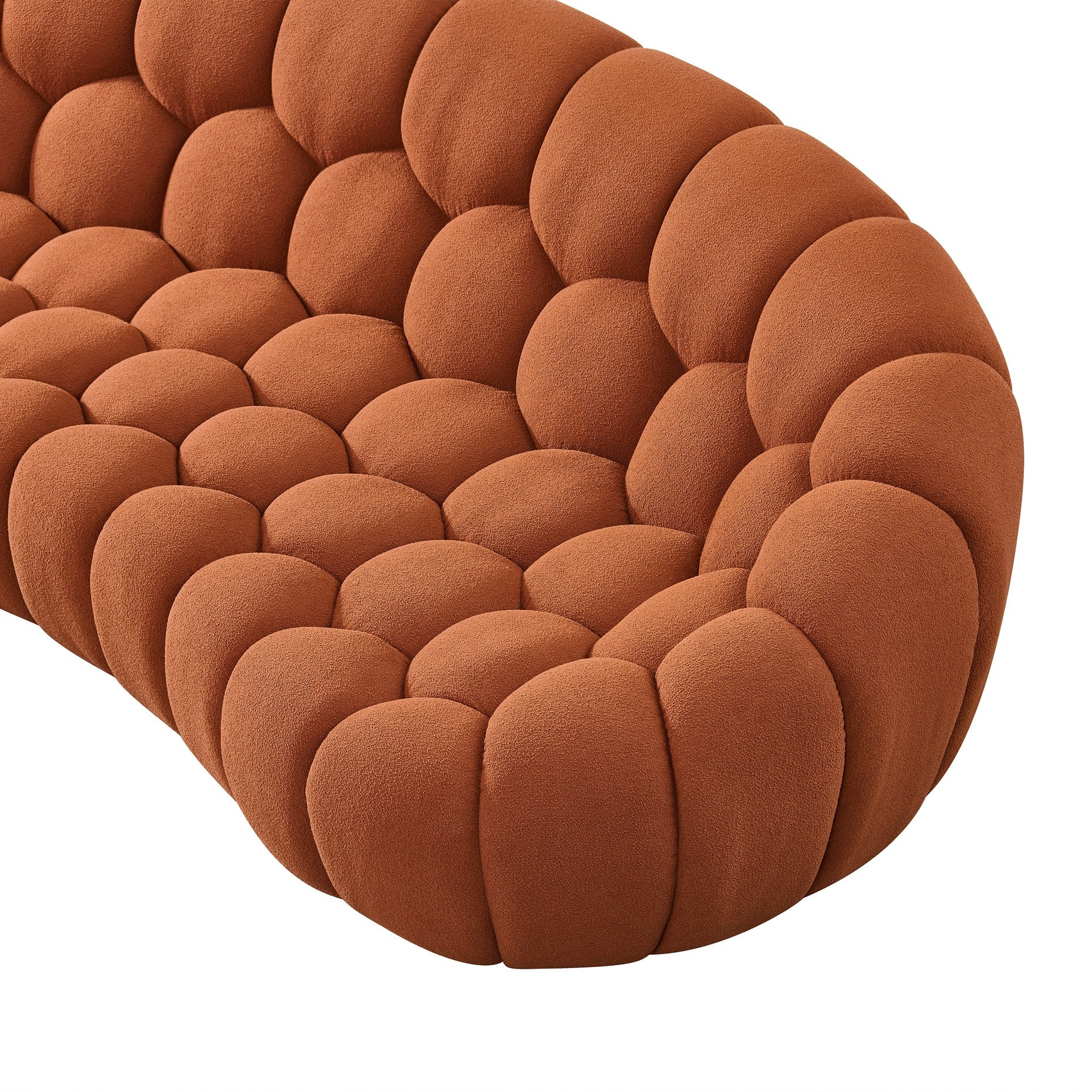 Yolonda - Modern Curved Orange Fabric Sofa Set - image 4
