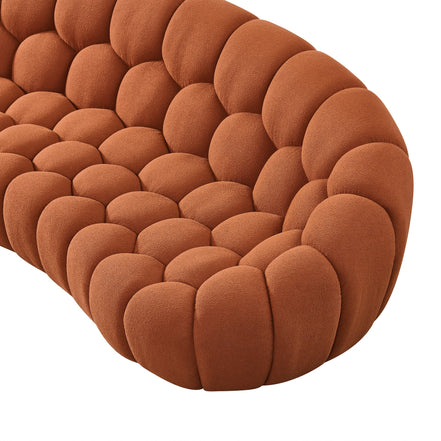 Yolonda - Modern Curved Orange Fabric Sofa Set - image 4