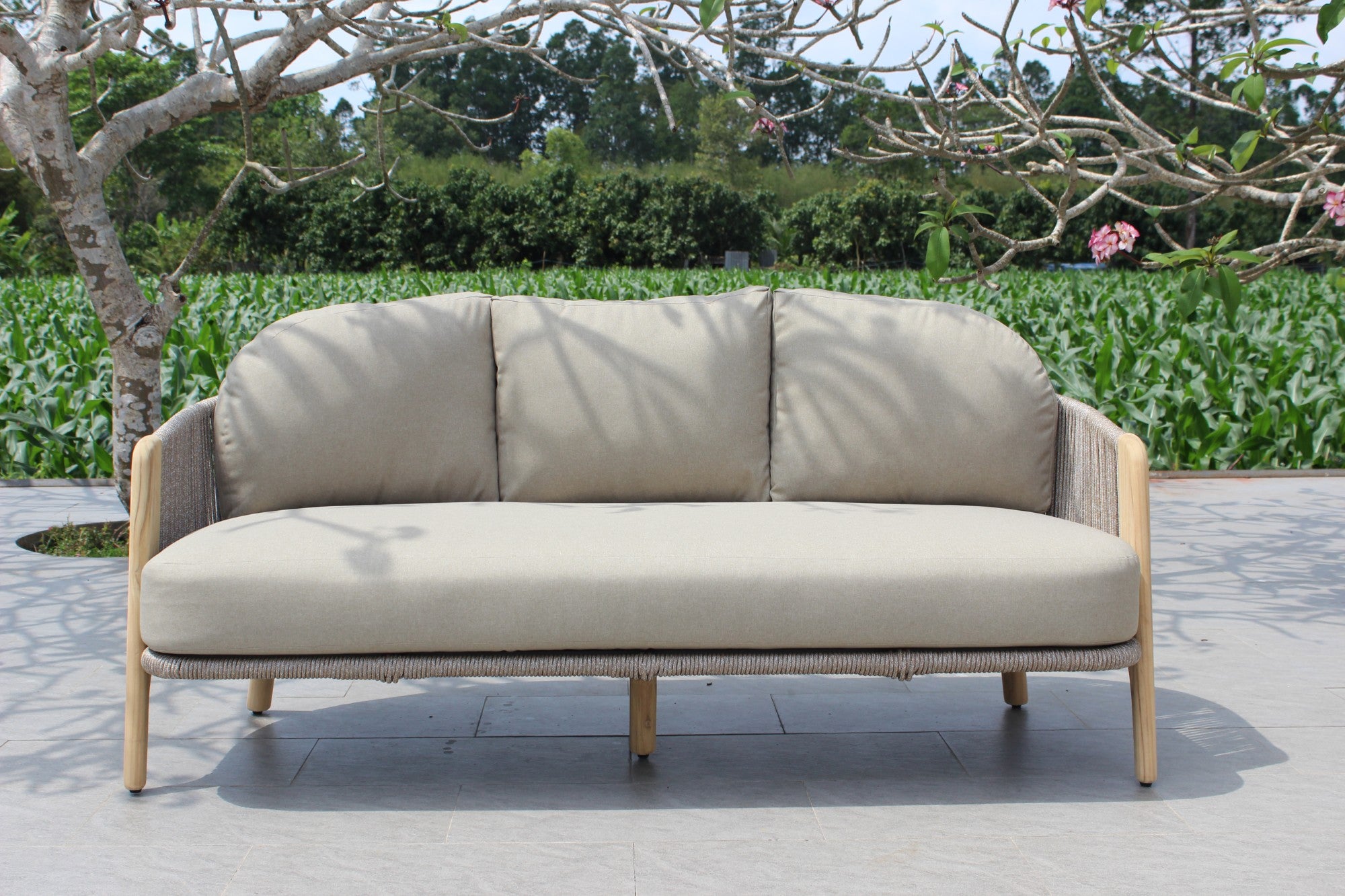Cayman - Outdoor Beige + Teak Sofa Set - image 2