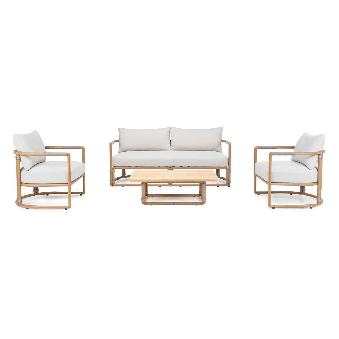 Malta - Outdoor Light Grey + Teak Sofa Set - image 4