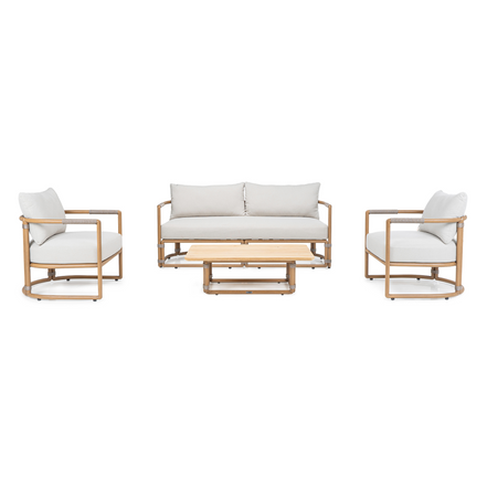 Malta - Outdoor Light Grey + Teak Sofa Set - image 4