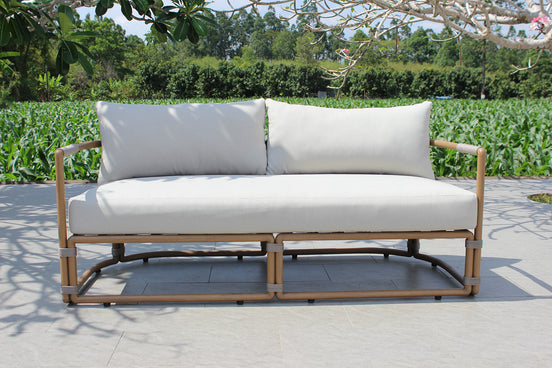 Malta - Outdoor Light Grey + Teak Sofa Set