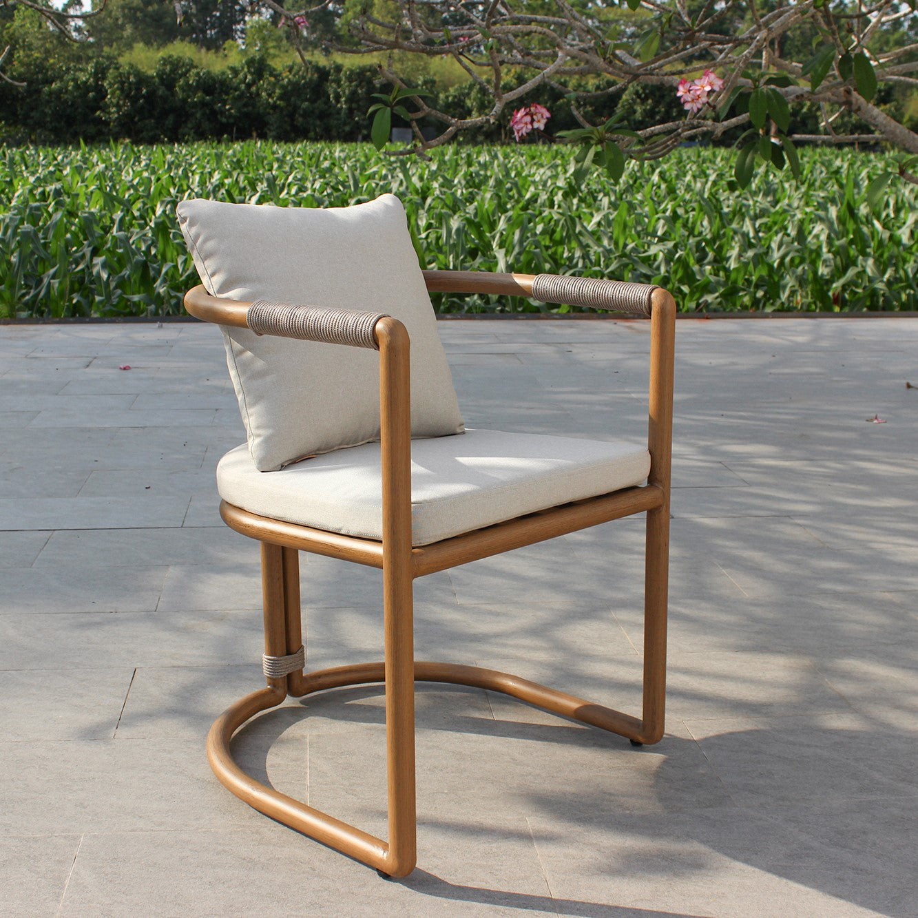 Malta - Outdoor Light Grey + Teak Dining Set - image 2