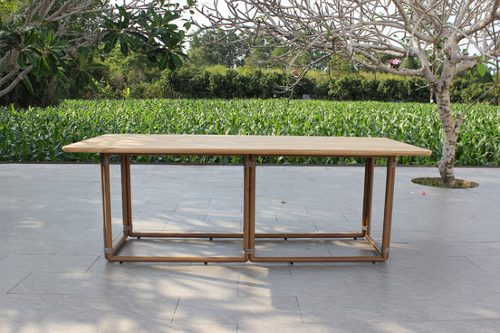 Malta - Outdoor Light Grey + Teak Dining Set