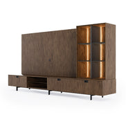Raskin - Contemporary Walnut Entertainment Center w/ LED Lighting