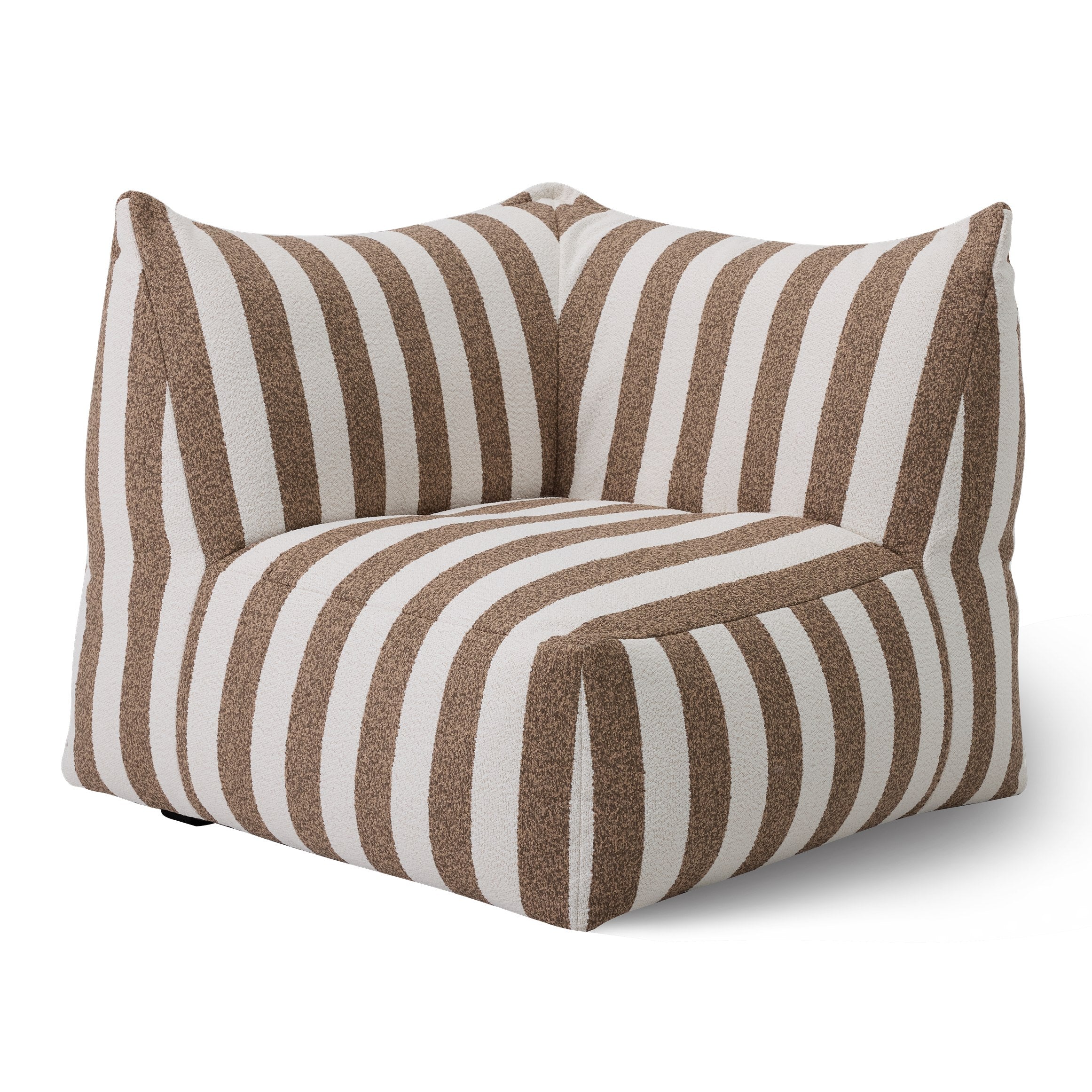 Lanuza - Outdoor Brown + White Stripe Fabric Modular Corner Sofa Seat - image 3