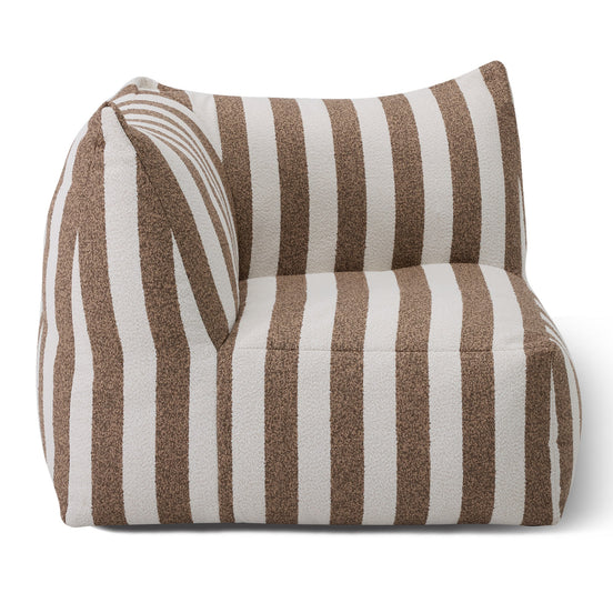 Lanuza - Outdoor Brown + White Stripe Fabric Modular Corner Sofa Seat - image 2