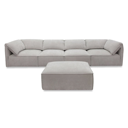 Gene - Modern Light Grey Fabric Modular Sectional Sofa-5-Piece Sectional - image 2
