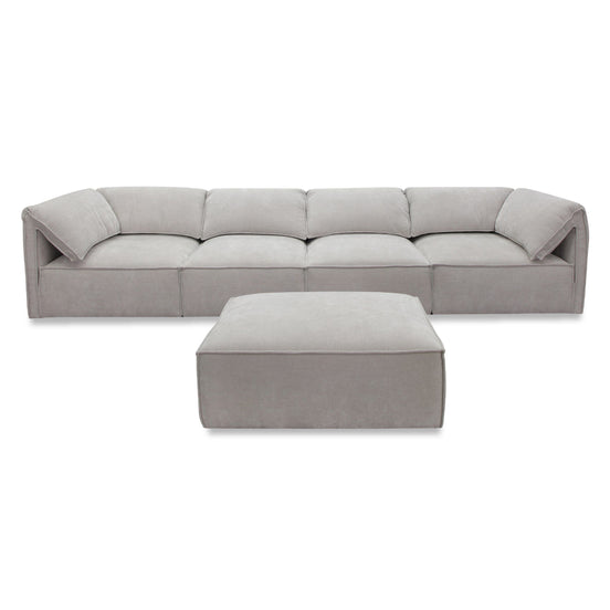 Gene - Modern Light Grey Fabric Modular Sectional Sofa-5-Piece Sectional - image 2
