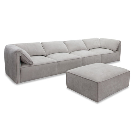 Gene - Modern Light Grey Fabric Modular Sectional Sofa-5-Piece Sectional - image 3